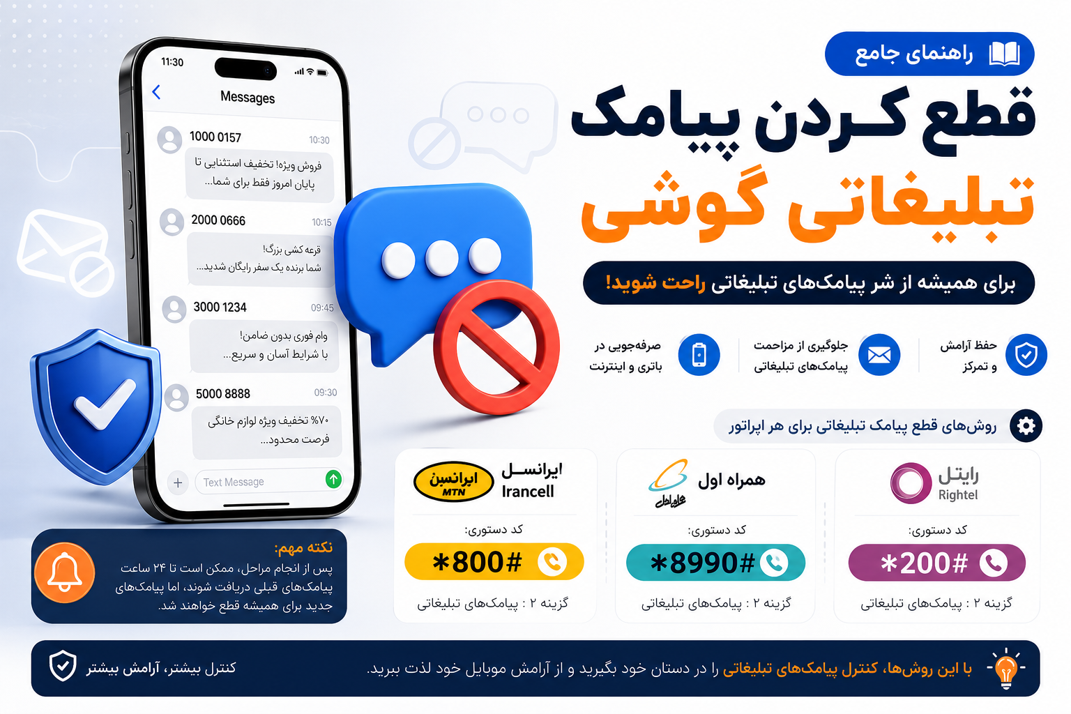 راهنمای جامع قطع کردن پیامک های تبلیغاتی گوشی